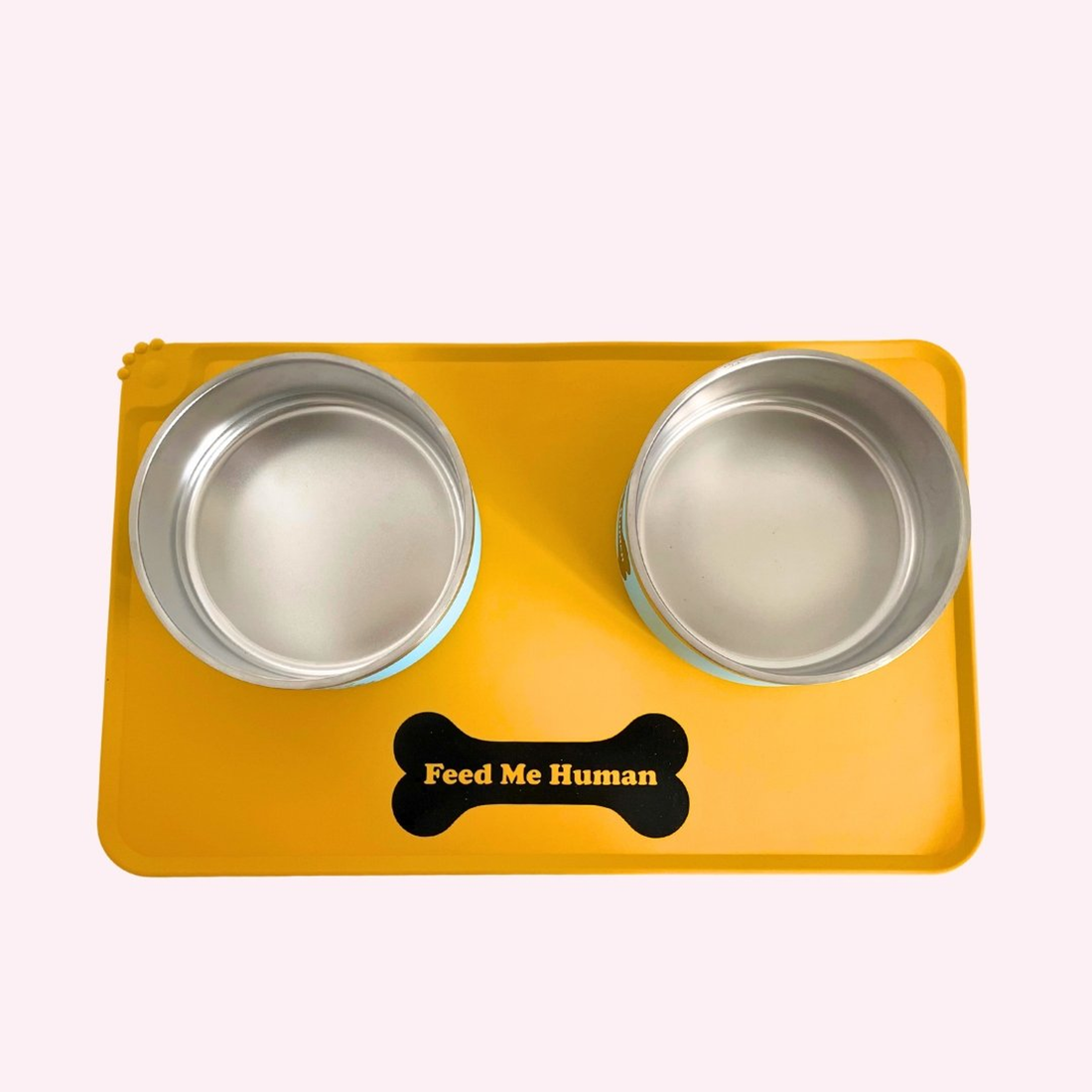 "Feed Me Human" Yellow Silicone Dog Feeding Mat