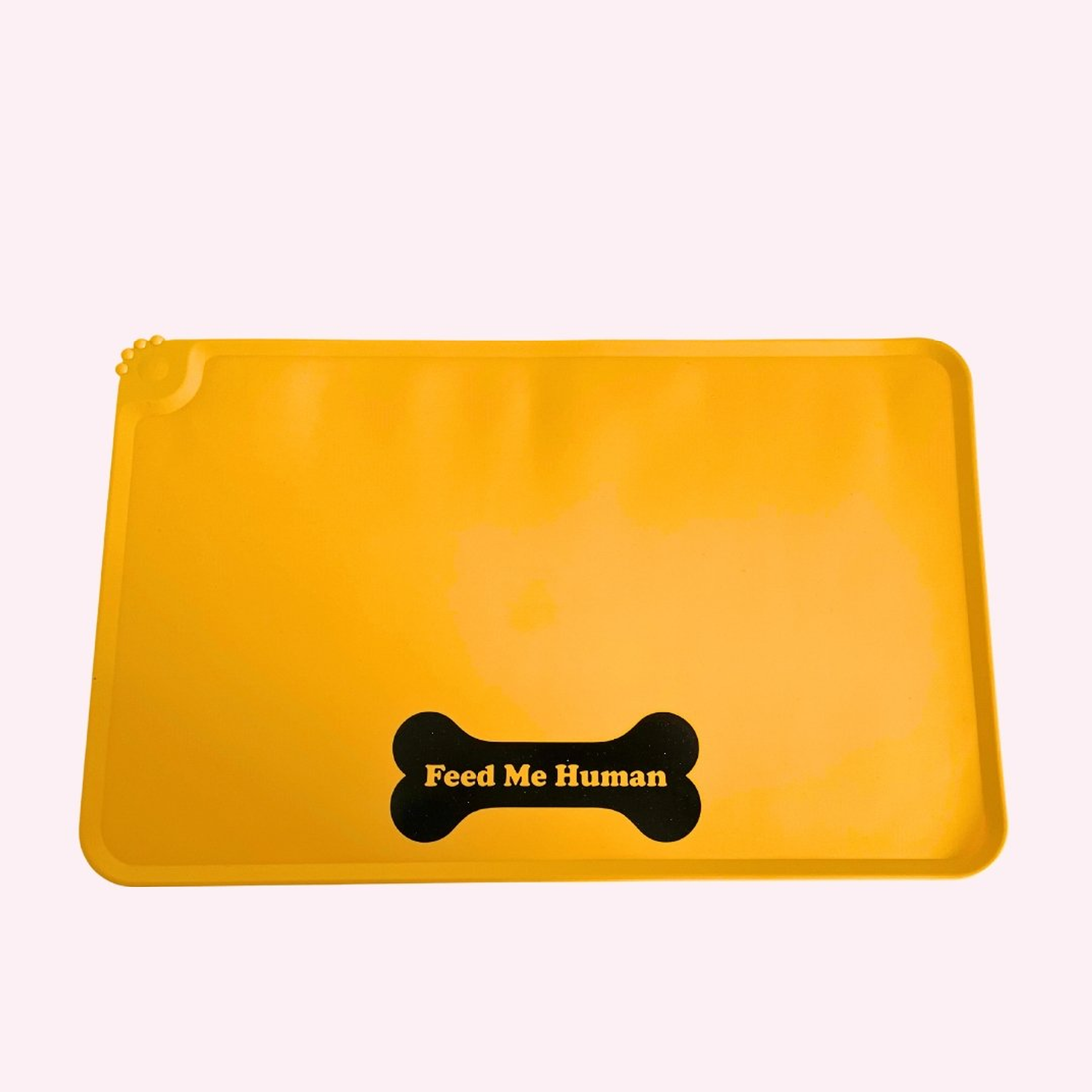 "Feed Me Human" Yellow Silicone Dog Feeding Mat