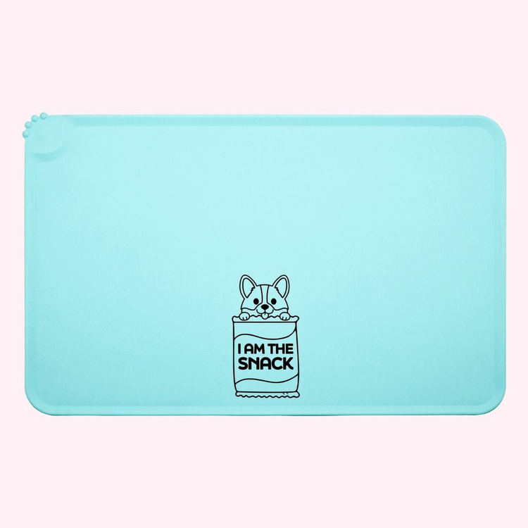 "I Am The Snack" Aqua Silicone Dog Feeding Mat