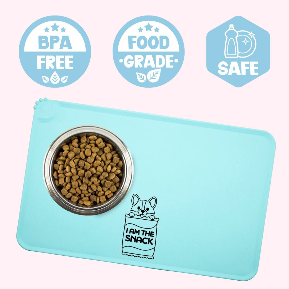 "I Am The Snack" Aqua Silicone Dog Feeding Mat