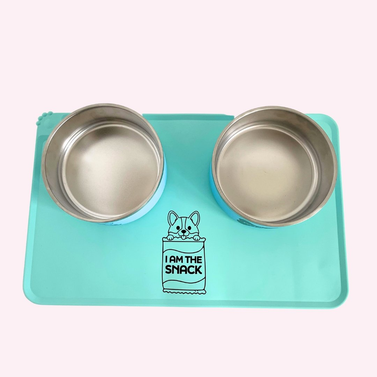 "I Am The Snack" Aqua Silicone Dog Feeding Mat