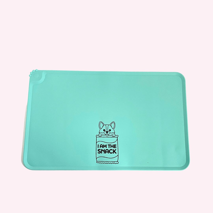 "I Am The Snack" Aqua Silicone Dog Feeding Mat