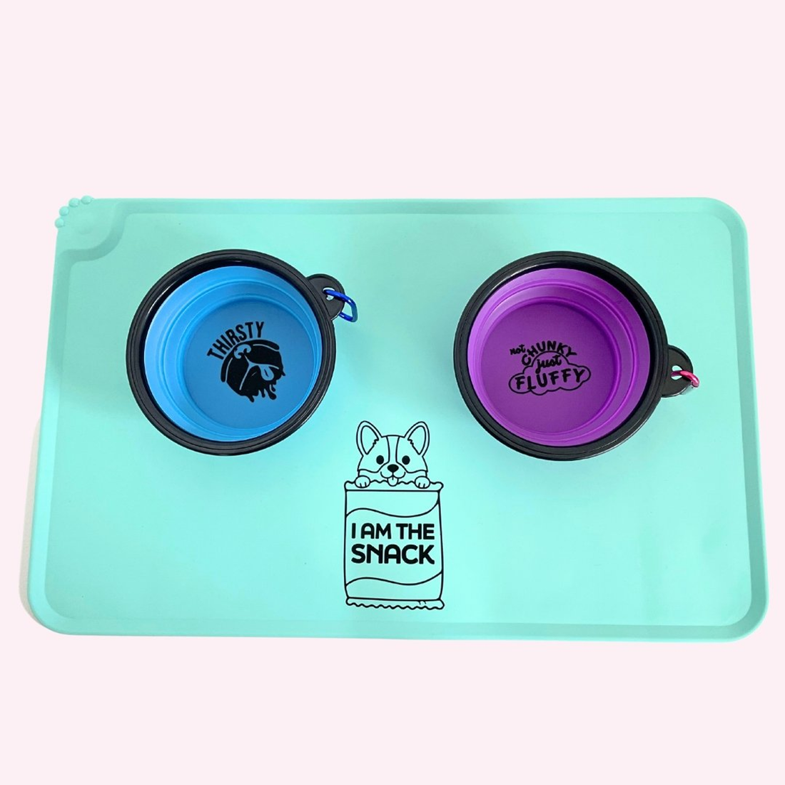 "I Am The Snack" Aqua Silicone Dog Feeding Mat