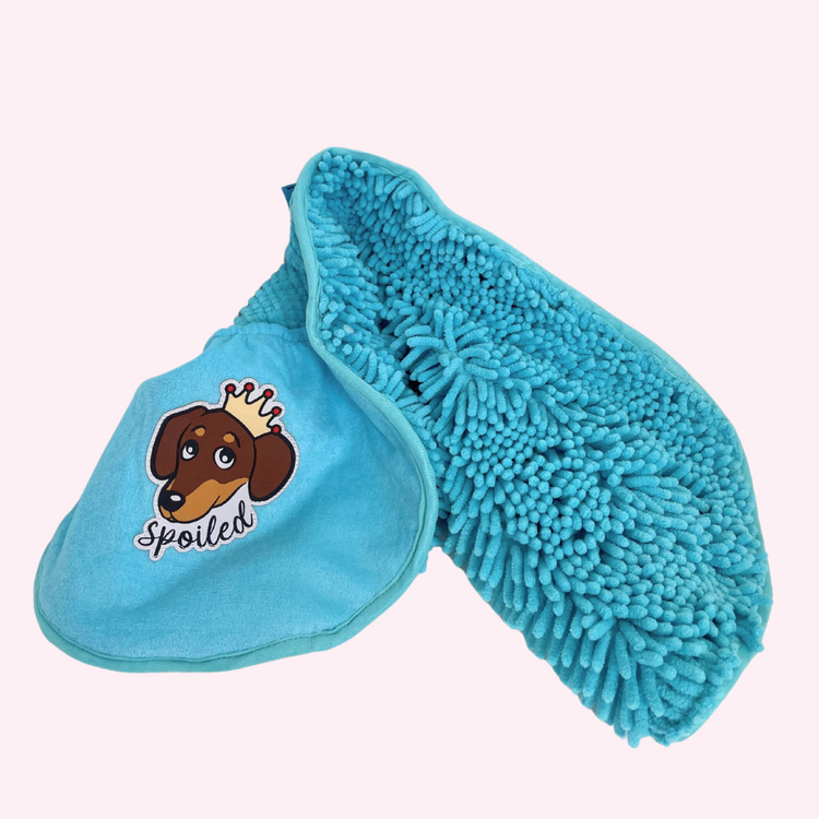 "Spoiled" Dog Bath Towel - Blue