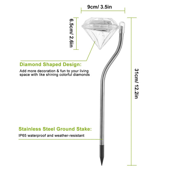 Set of 4 diamond-shaped solar garden pathway stake lights, photo 6 of 10