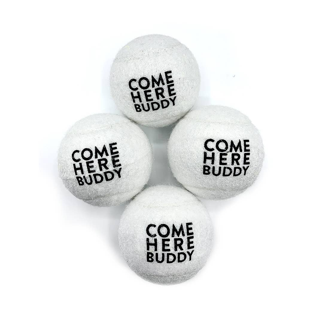 Come Here Buddy Tennis Balls Set of 4 - White