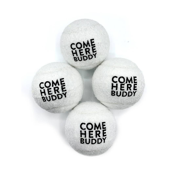 Come Here Buddy Tennis Balls Set of 4 - White