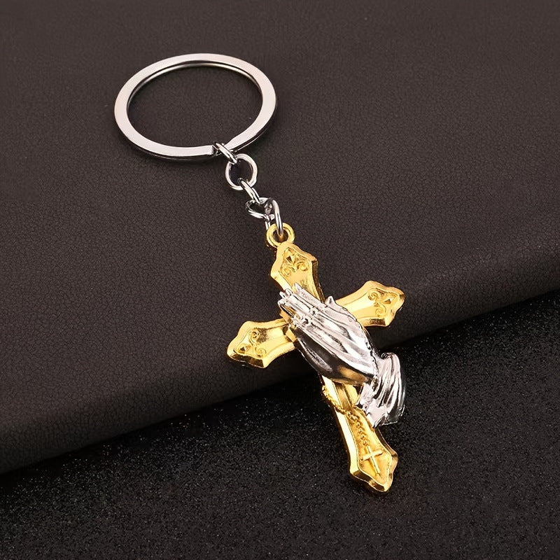 Zinc Alloy Personalized Keychain Cross
