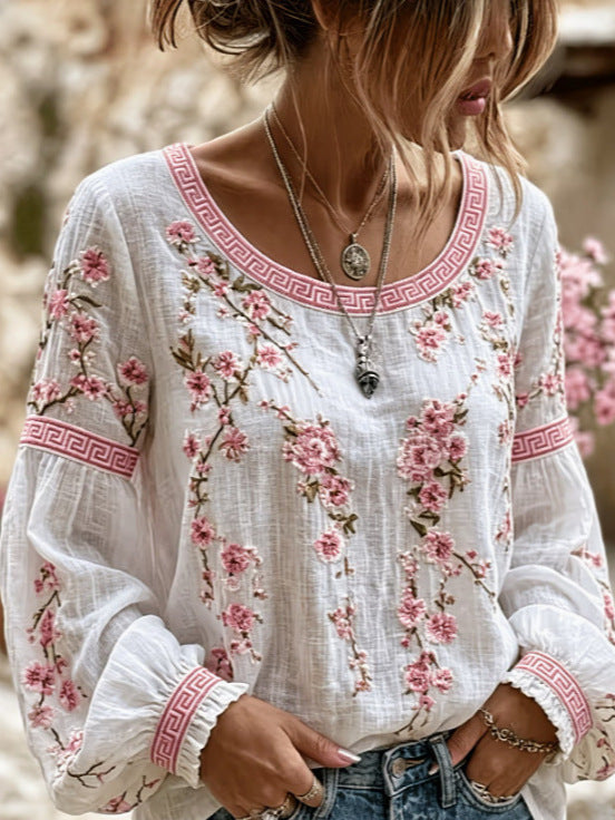 Women's round-neck long-sleeve top