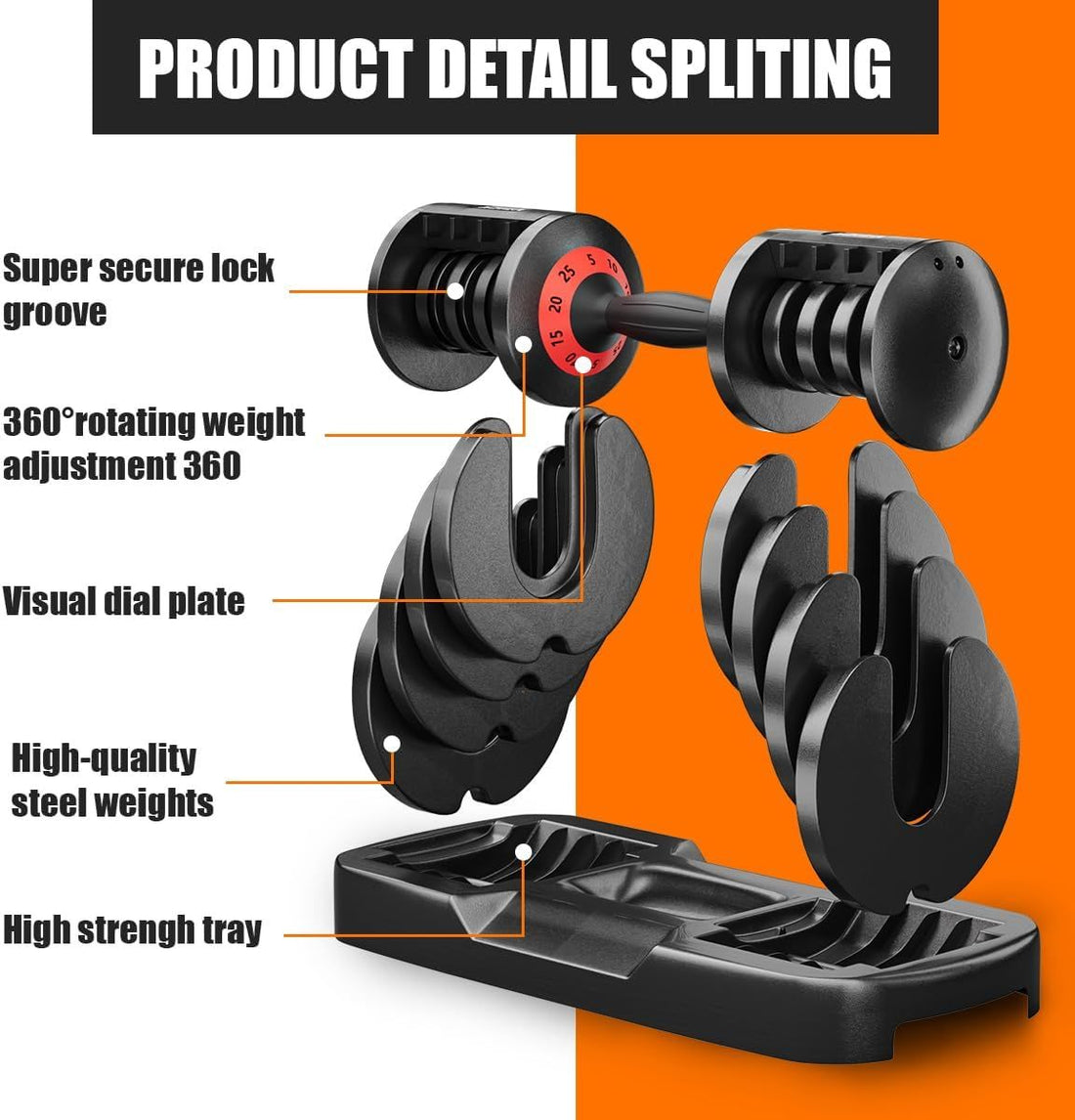 25lb adjustable dumbbell close-up detail