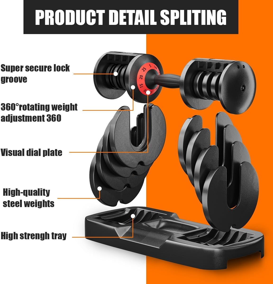 25lb adjustable dumbbell close-up detail