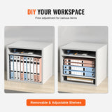 5 Compartment Wood Literature Organizer with Adjustable Shelves