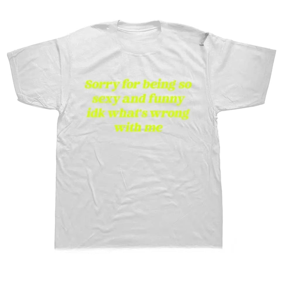 Funny Quote Oversized Cotton T-Shirt Casual Short Sleeve Top