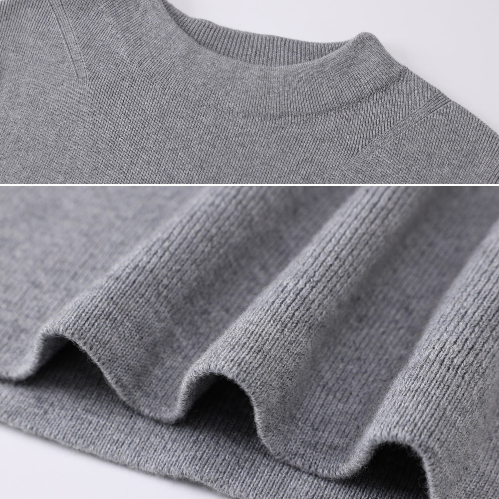 Men's 100% Pure Cotton Round Neck Pullover Long Sleeve