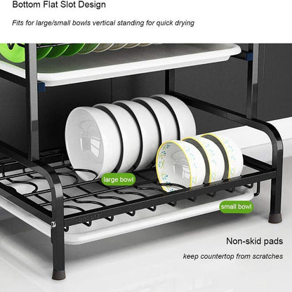 3 Tier Dish Drainer Rack with Drip Tray