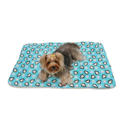 Penguins & Snowflakes Flannel Plush Pet Blanket