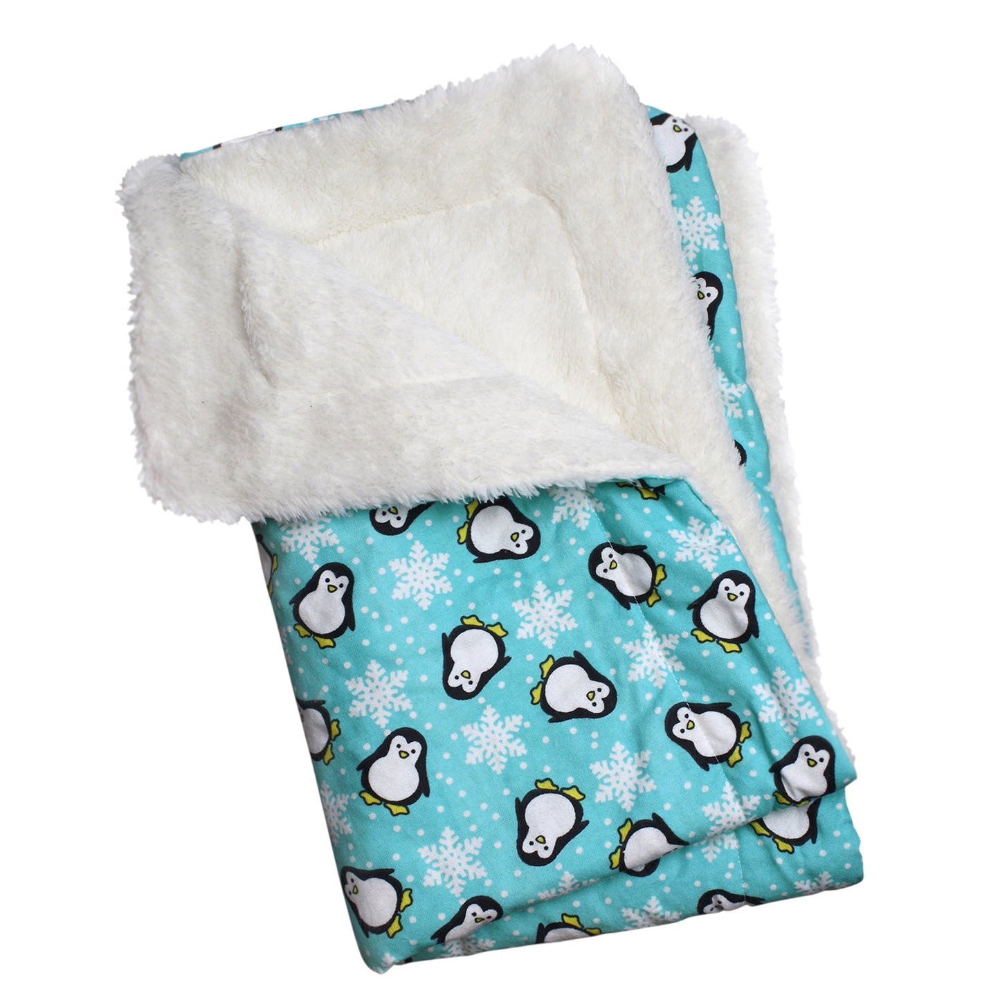 Penguins & Snowflakes Flannel Plush Pet Blanket