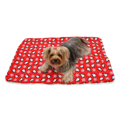Penguins & Snowflakes Flannel Plush Pet Blanket