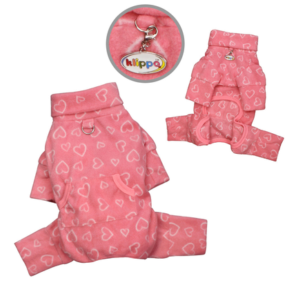 Blush of Love Fleece Turtleneck Dog Pajamas - Pink
