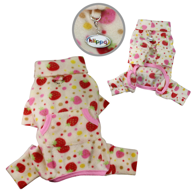 Yummy Strawberry Fleece Turtleneck Dog Pajamas - Yellow