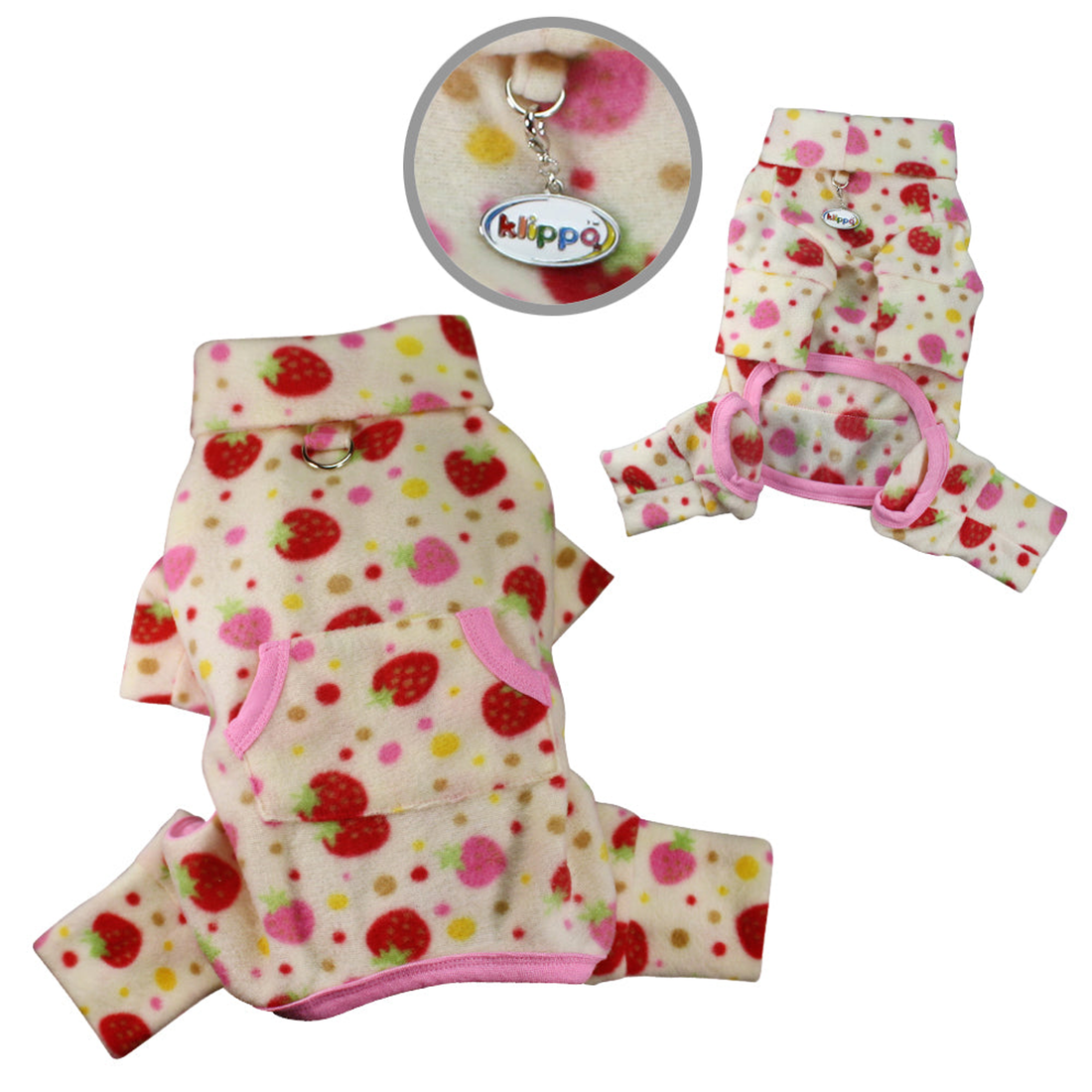 Yummy Strawberry Fleece Turtleneck Dog Pajamas - Yellow