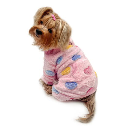 Ultra Plush Colorful Hearts Turtleneck Dog Pajamas