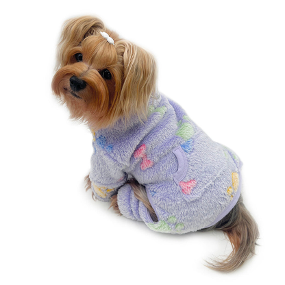 Ultra Plush Colorful Bones & Paws Turtleneck Dog Pajamas - Purple