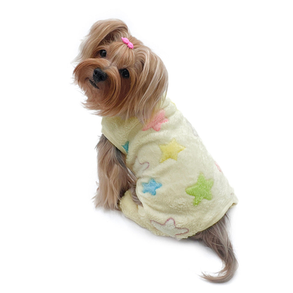 Ultra Plush Colorful Stars Sleeveless Dog Pajamas - Yellow