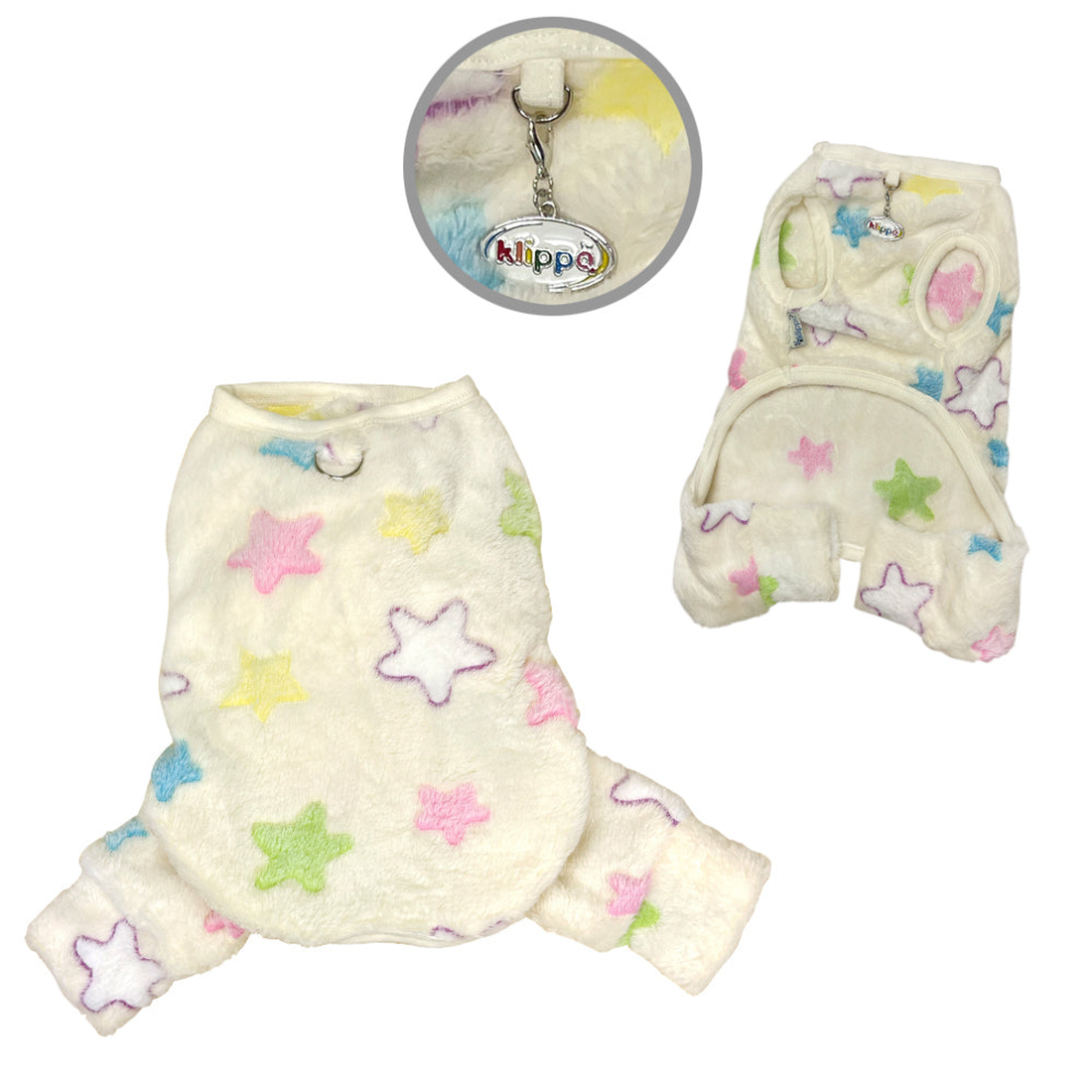 Ultra Plush Colorful Stars Sleeveless Dog Pajamas - Yellow