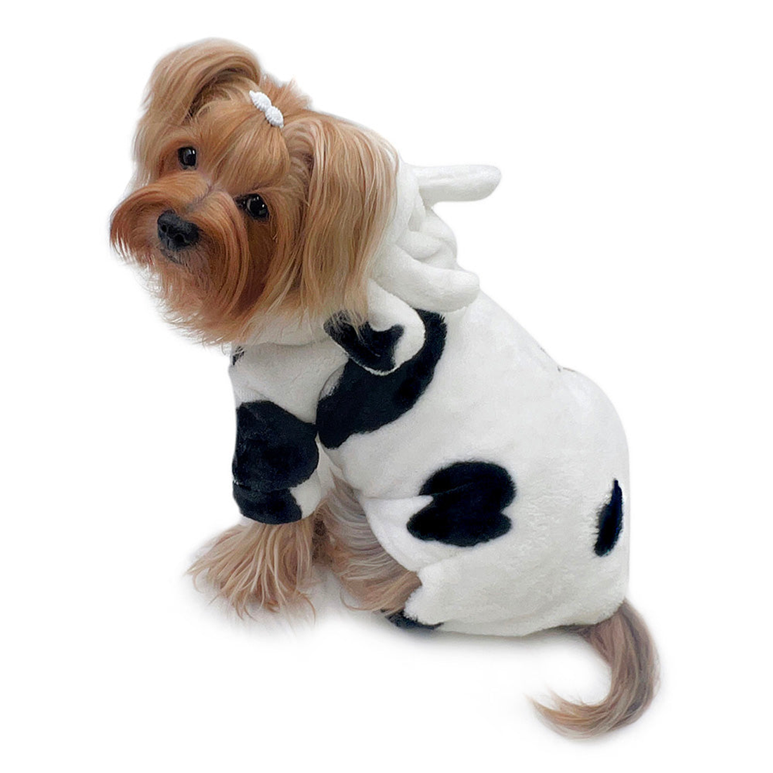 Ultra Plush Moo Cow Hooded Dog Pajamas - White