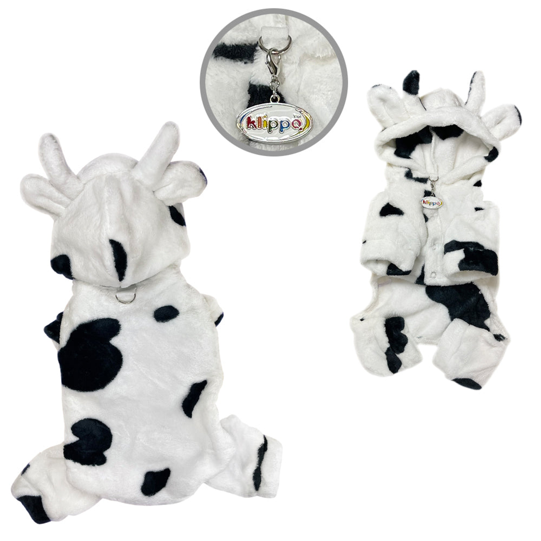 Ultra Plush Moo Cow Hooded Dog Pajamas - White
