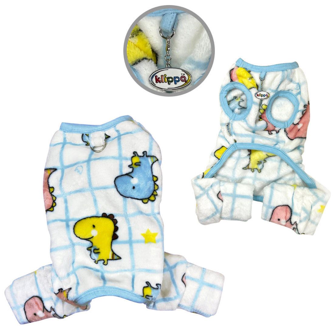 Ultra Plush Colorful Dinosaurs Sleeveless Dog Pajamas