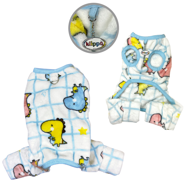 Ultra Plush Colorful Dinosaurs Sleeveless Dog Pajamas