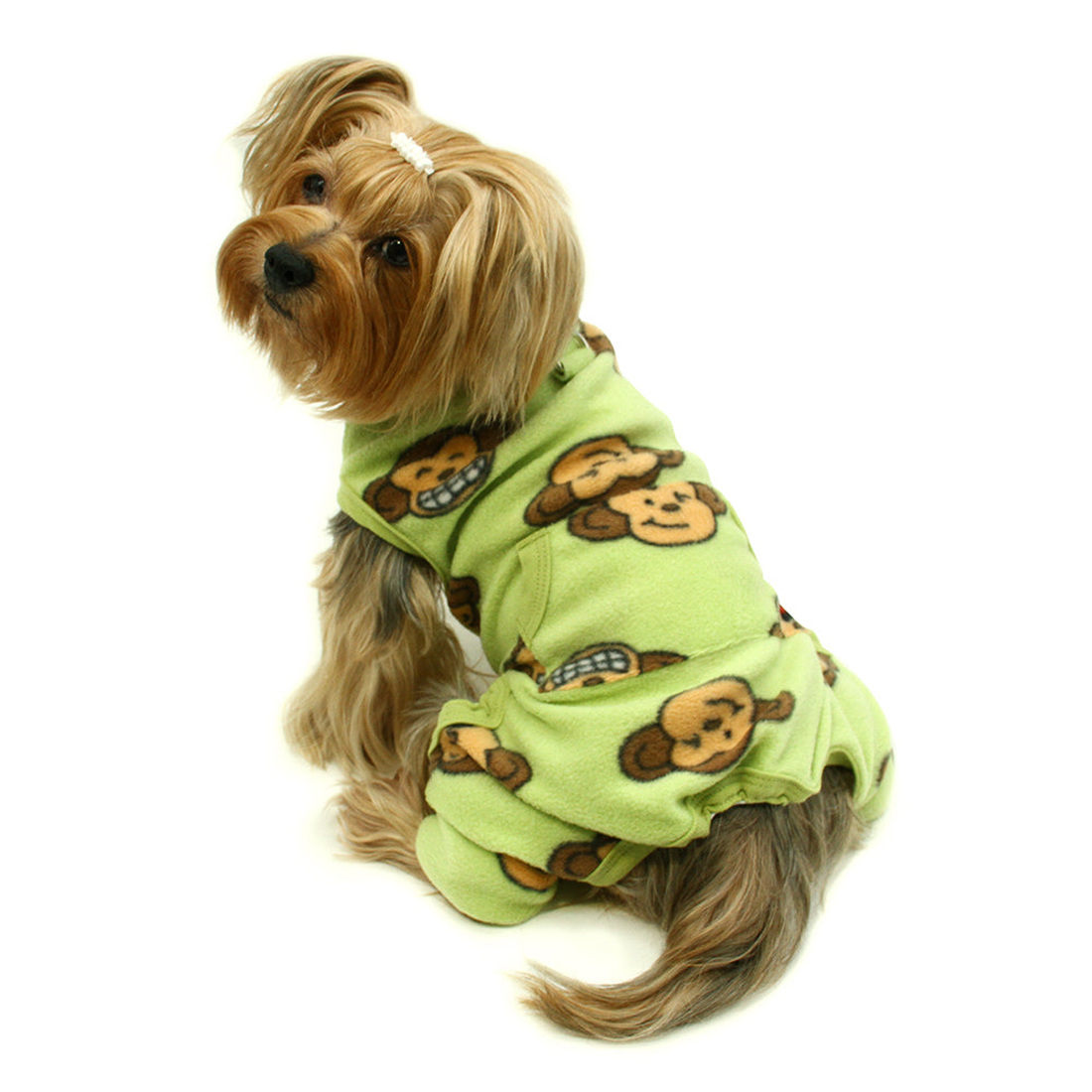 Silly Monkey Sleeveless Fleece Dog Pajamas - Lime