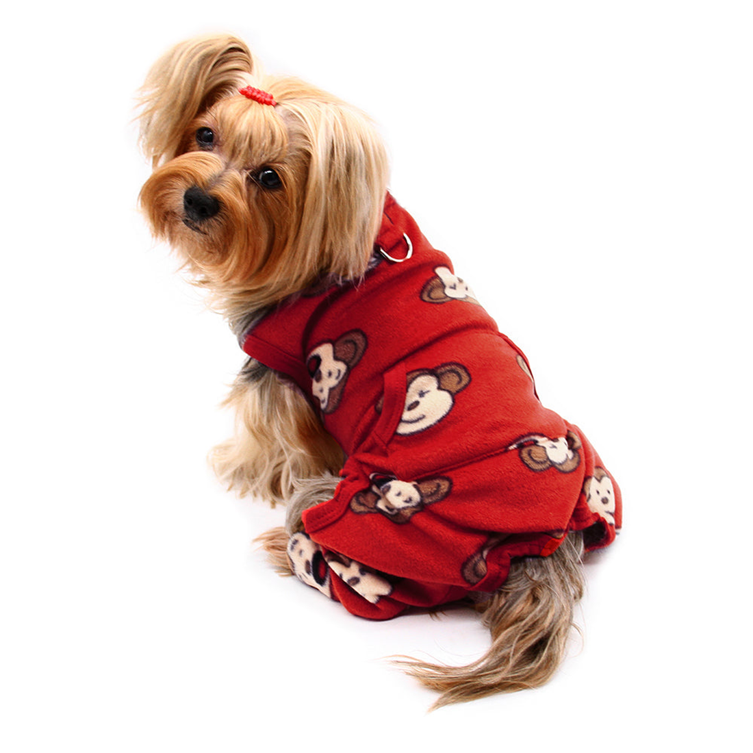 Silly Monkey Sleeveless Fleece Dog Pajamas - Burgundy