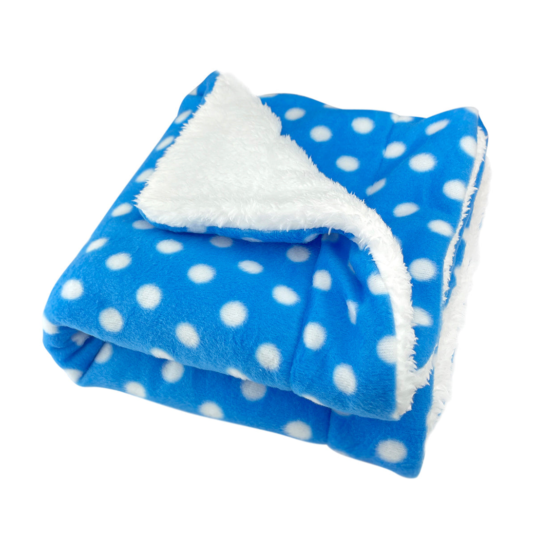 Blue with White Polka Dots Fleece Plush Dog Blanket