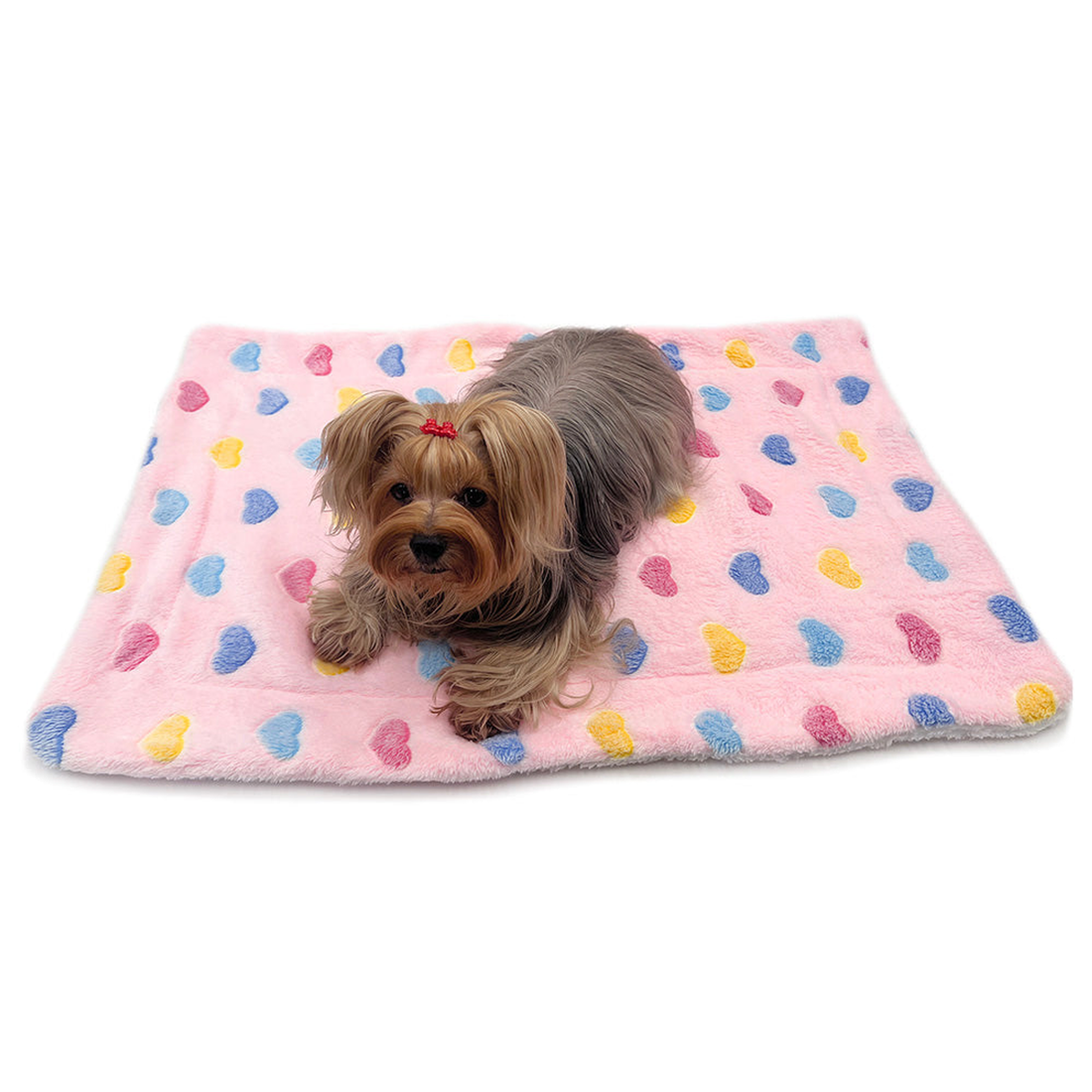Ultra Plush Colorful Hearts Dog Blanket