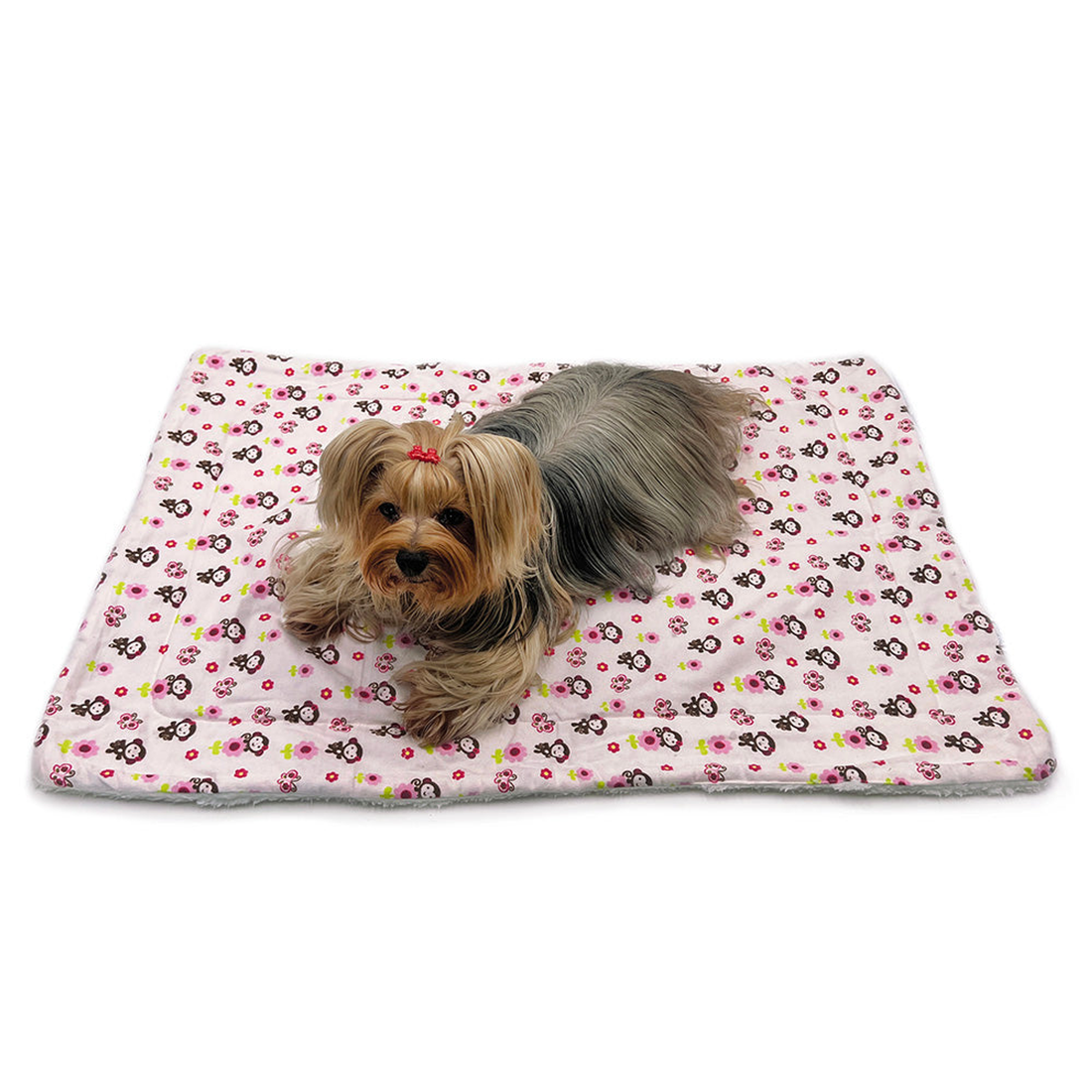 Girly Monkey Flannel Plush Dog Blanket