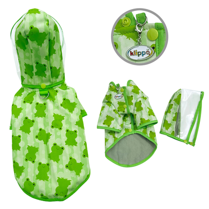 Clear View Froggy Dog Raincoat with Detachable Hood