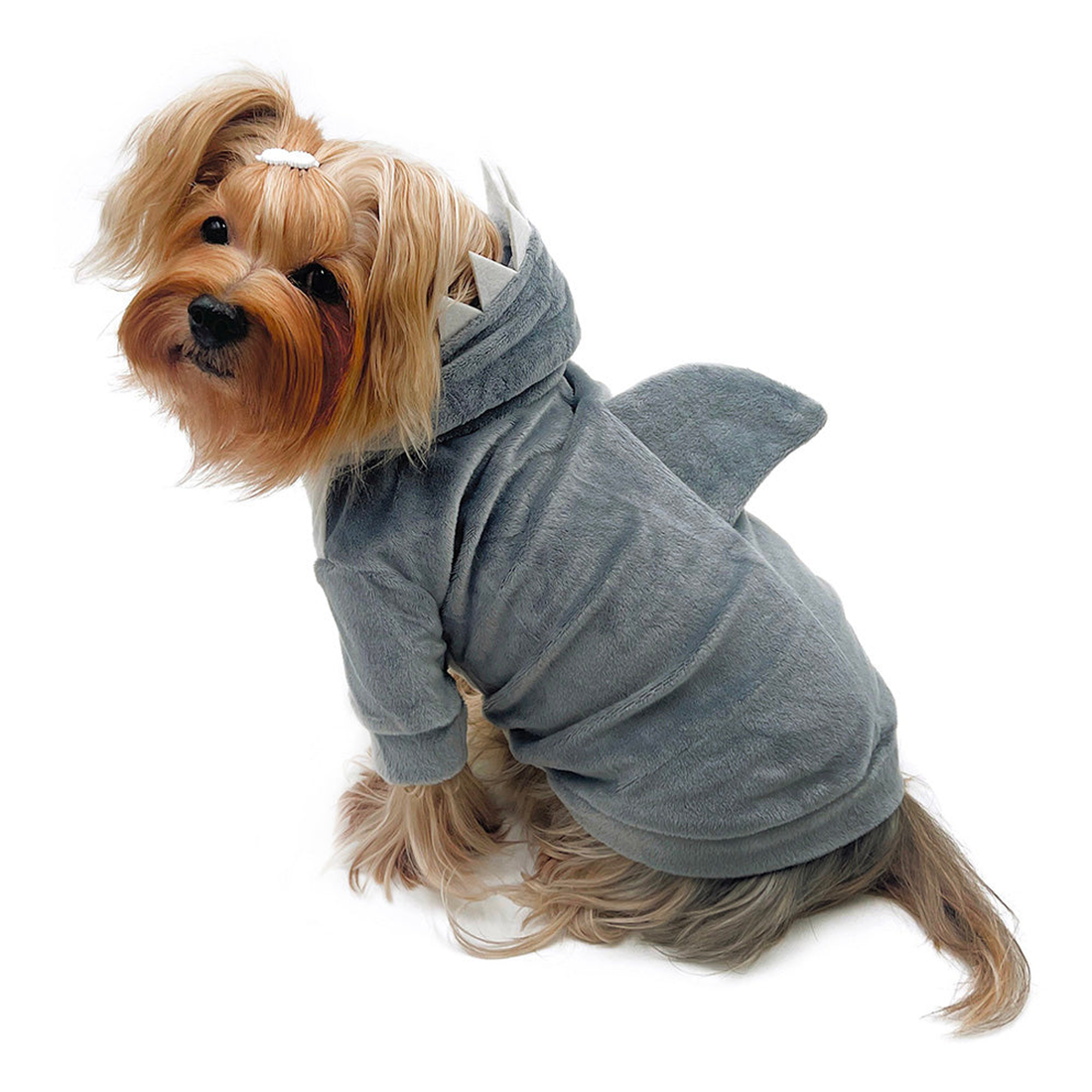 Ultra Plush Shark Dog Hoodie with Fin and Teeth