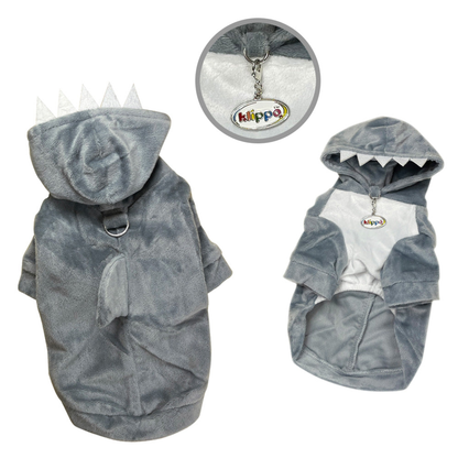 Ultra Plush Shark Dog Hoodie with Fin and Teeth