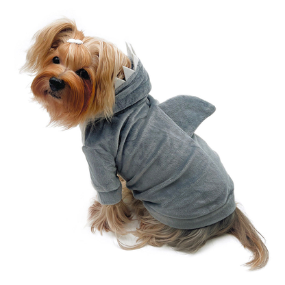 Ultra Plush Shark Dog Hoodie with Fin and Teeth