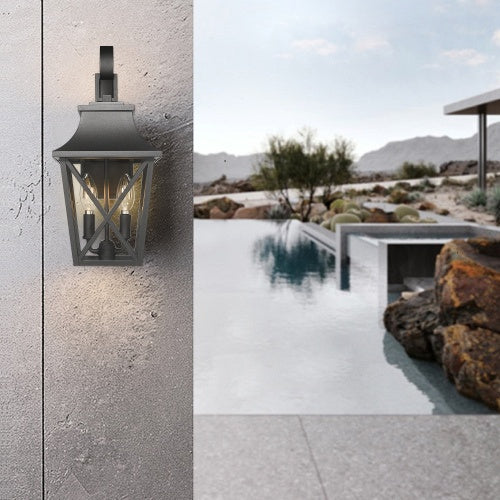 Black Outdoor Wall Light Waterproof Modern Porch Fixture