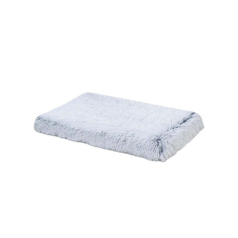 Square plush pet bed mat with raised edges, photo 5