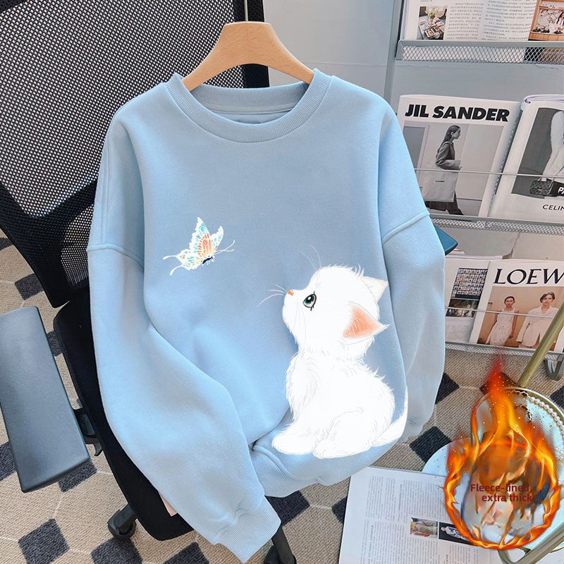 Loose silhouette cat print long sleeve sweatshirt, photo 2
