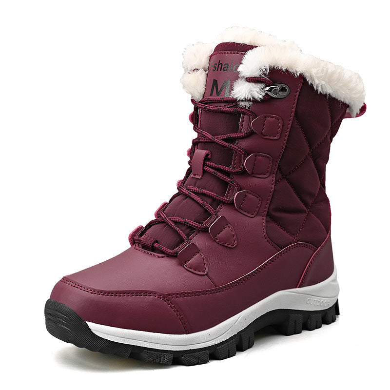 Womens Snow Boots Winter Warm MidTop Outdoor Boots with Faux Fur Lining