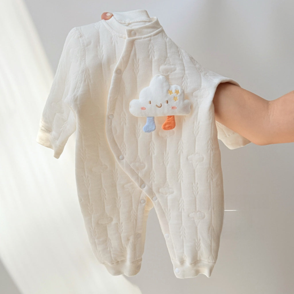 Cotton Quilted Baby Jumpsuit for Autumn and Winter