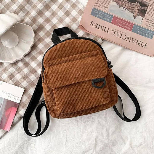 Women's corduroy mini backpack, color options