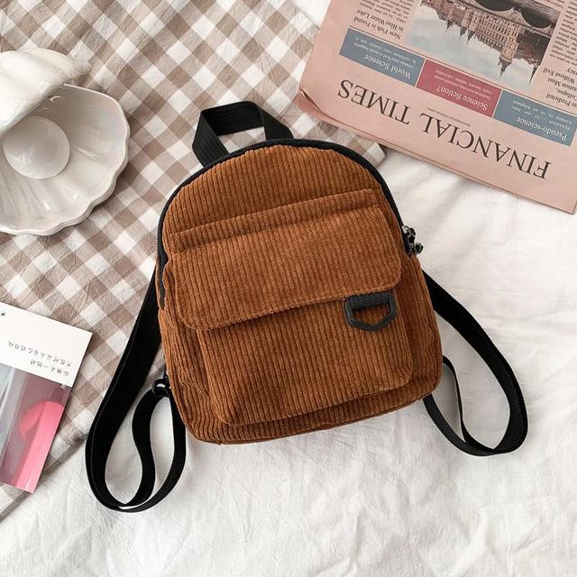Women's corduroy mini backpack, color options