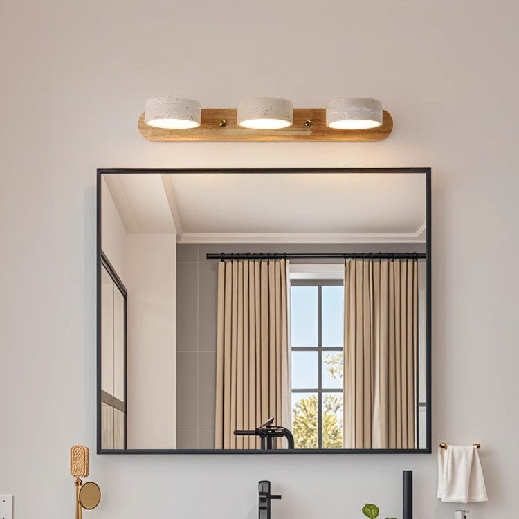 Japanese Mid-Century Style Travertine Stone LED Vanity Wall Lamp